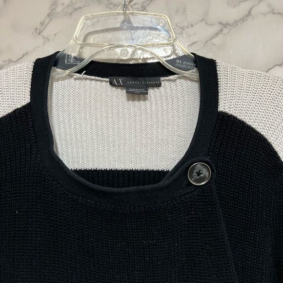 Armani Exchange Black/White Overlap Sweater - Picture 2 of 11